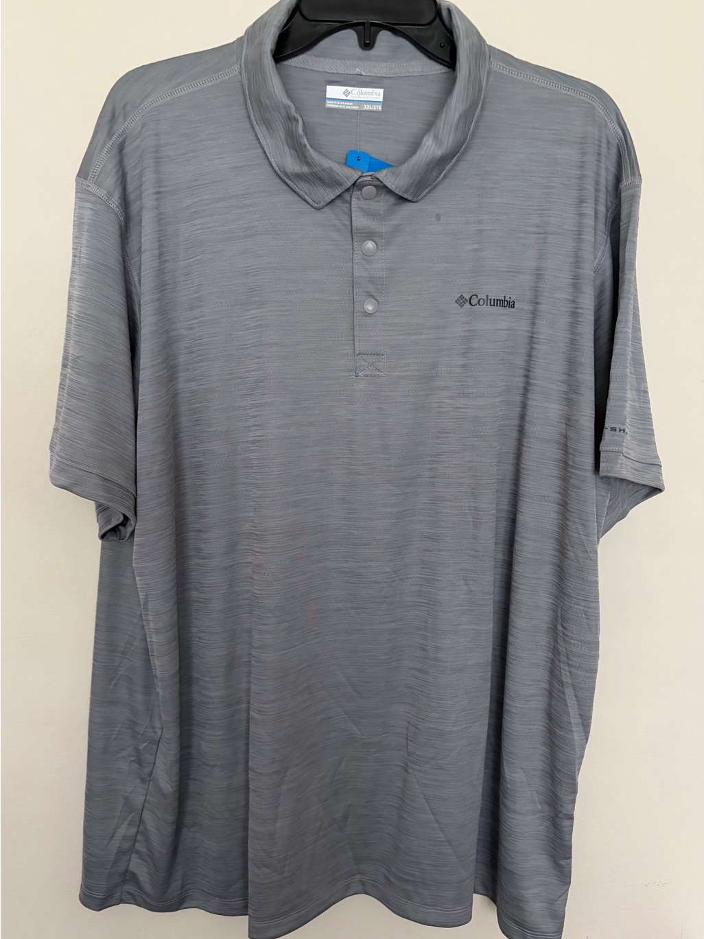 Columbia Men's Heather Gray Short Sleeve Polo 50 Upf Rated.